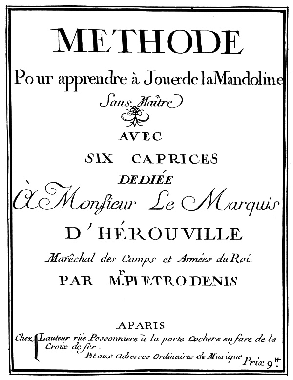 Pietro Denis - Methode Pour apprende  Jouer de la Mandoline Sans Matre